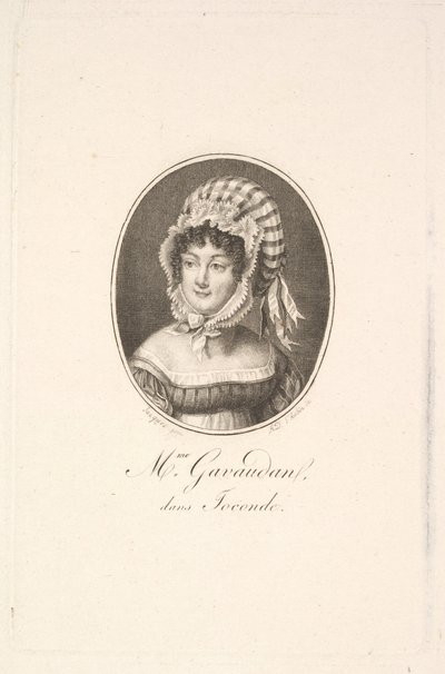 Madame Gavaudanin muotokuva. tekijältä Augustin de Saint Aubin