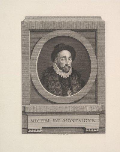 Michel de Montaignen muotokuva, 1774. tekijältä Augustin de Saint Aubin