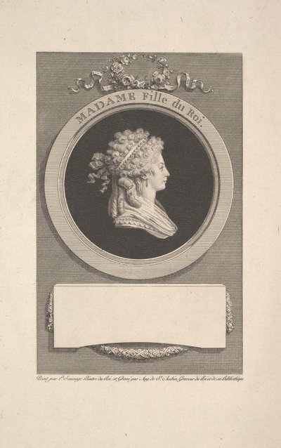Hänen kuninkaallisen korkeutensa madamen, Angoulêmen herttuattaren, Ludvig XVI:n ja maaliskuun tyttären..., 1791 muotokuva. tekijältä Augustin de Saint Aubin