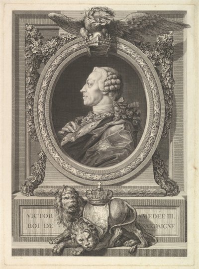 Sardinian kuninkaan Viktor Amadeus III:n muotokuva, 1777. tekijältä Augustin de Saint Aubin