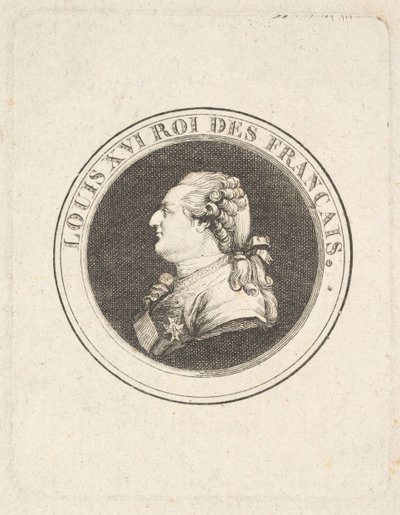 Ludvig XVI:n muotokuvamitalin vedos, mahdollisesti 1789-90. tekijältä Augustin de Saint Aubin