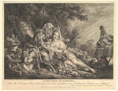 Vertumnus ja Pomona, 1765. tekijältä Augustin de Saint Aubin
