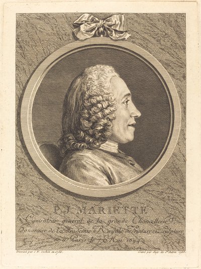 Pierre-Jean Mariette tekijältä Augustin de Saint Aubin after Charles Nicolas Cochin II