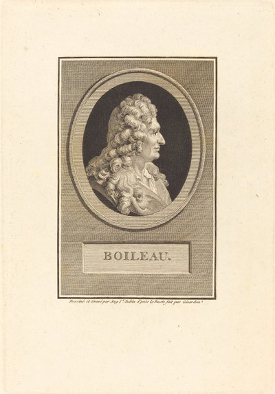 Despreaux-Nicolas Boileau tekijältä Augustin de Saint Aubin after François Girardon