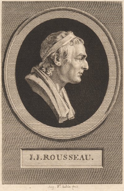 Jean-Jacques Rousseau tekijältä Augustin de Saint Aubin after Jean Antoine Houdon