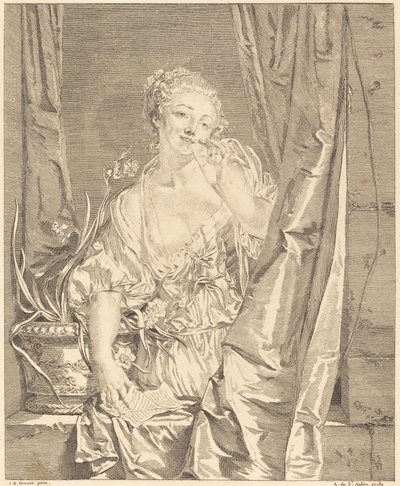 Suudelma lähetetty tekijältä Augustin de Saint Aubin after Jean Baptiste Greuze
