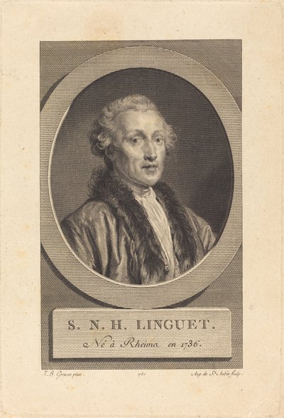 Simon-Nicolas-Henri Linguet tekijältä Augustin de Saint Aubin after Jean Baptiste Greuze
