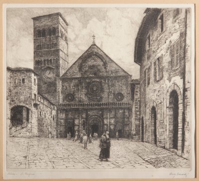 Assisi, S. Rufinus (etsaus paperille) tekijältä Augusto Baracchi