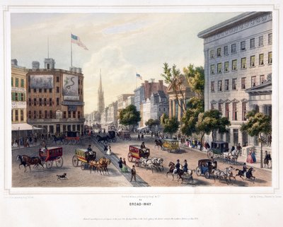 Broad-Way, pubi. 1850 (väri litho) tekijältä Augustus (after) Kollner