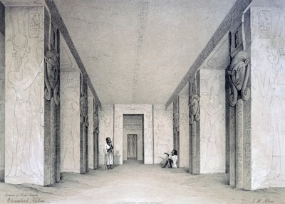 Pohjois-temppelin sisustus, Ebsamboul, Nubia, Egypti, 1800-luku tekijältä Augustus Butler