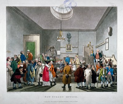 Bow Street Police Court, Westminster, Lontoo, 1808 tekijältä Augustus Charles Pugin, Thomas Rowlandson