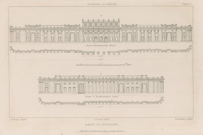 Englannin pankki, Sir John Soanen etelärintama, 1823 tekijältä Augustus Charles Pugin