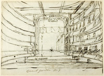 Tutkimus Covent Garden Theatrelle, Microcosm of London tekijältä Augustus Charles Pugin