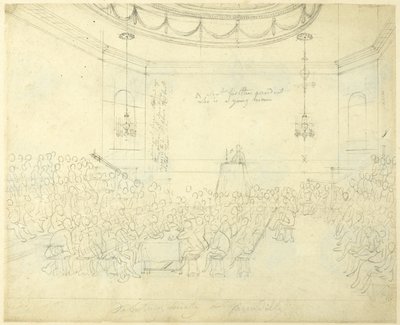 Tutkimus Piccadillyssä sijaitsevaa keskusteluseuraa varten, Lontoon mikrokosmoksesta. tekijältä Augustus Charles Pugin