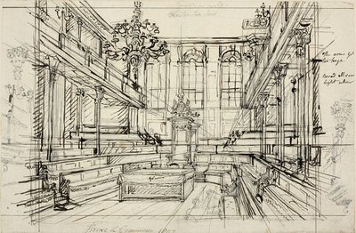 Tutkimus House of Commonsille, Microcosm of London tekijältä Augustus Charles Pugin