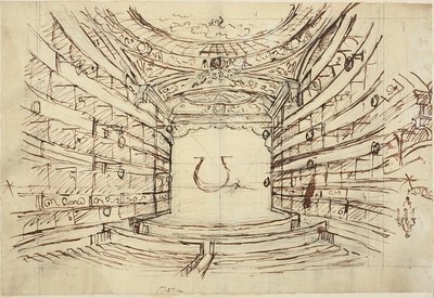 Opiskelu Opera Houselle, Microcosm of London tekijältä Augustus Charles Pugin