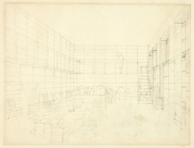 Tutkimus Royal Institutionille, Albemarle Street, Lontoon Microcosmilta tekijältä Augustus Charles Pugin