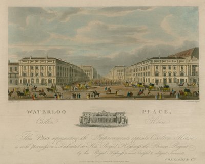 Waterloo Place, Carlton House, Lontoo tekijältä Augustus Charles Pugin