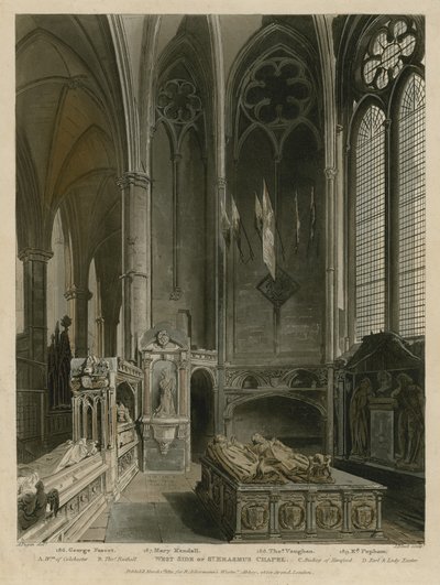 St Erasmus Chapelin länsipuoli, Westminster Abbey, Lontoo tekijältä Augustus Charles Pugin
