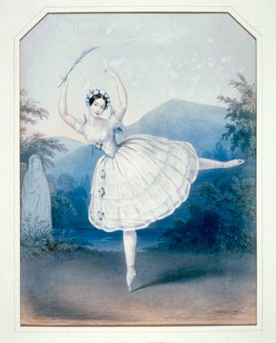 Carlotta Grisi Gisellen toisessa näytöksessä. Litografia ... (litografia) tekijältä Augustus Jules Bouvier
