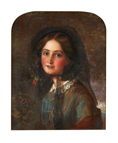 Lace Bonnet (öljy aluksella) tekijältä Augustus Leopold (manner of) Egg