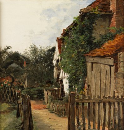 Mökkipuutarha (öljy paneeliin) tekijältä Augustus Leopold Egg