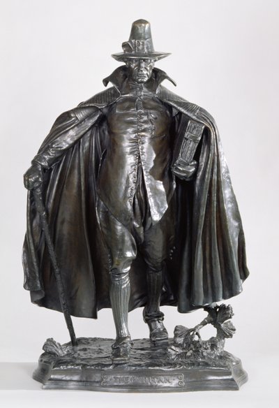 Puritan, 1899 (tummanruskeanmusta patinoitu pronssi) tekijältä Augustus Saint Gaudens