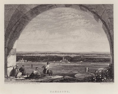 Damaskos (väri litho) tekijältä Augustus Wall (after) Callcott