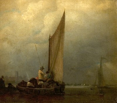 Jokikohtaus proomuilla, n. 1825 tekijältä Augustus Wall Callcott