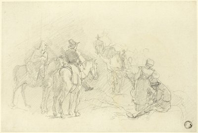 Lepäävät matkustajat tekijältä Augustus Wall Callcott