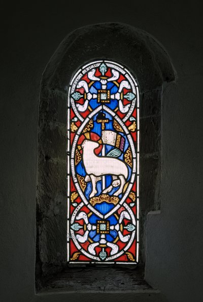 Agnus Dei, Jumalan Karitsa, 1849 (lasimaalauksia) tekijältä Augustus Welby Northmore Pugin