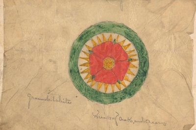Suunnittelu tammesta ja tammenterhosta tehdylle seppeleelle, joka liittyy mahdollisesti puhujatuolin suunnitteluun tekijältä Augustus Welby Northmore Pugin