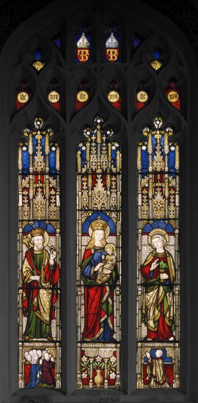 Edward Tunnustaja, Neitsyt ja lapsi sekä Johannes evankelista, 1846 (lasimaalauksia). tekijältä Augustus Welby Northmore Pugin