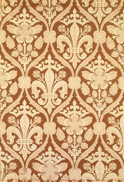 "Fleur-de-Lis", S. Scottin suunnittelema ja Cole and Sonsin valmistama kopiotapetti parlamenttitalolle 1845-1850 (katso myös 87555) tekijältä Augustus Welby Northmore Pugin