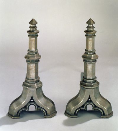 Goottilainen Andirons-pari, n. 1836 (valuteräs) tekijältä Augustus Welby Northmore Pugin