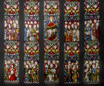 Kirkon voitto, yksityiskohta, 1884 (lasimaalauksia) tekijältä Augustus Welby Northmore Pugin