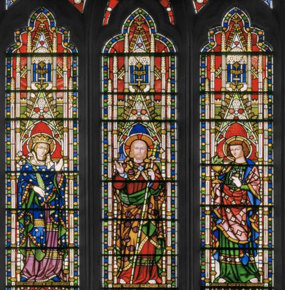 Neitsyt ja Kristus pyhien kanssa, itäikkuna, yksityiskohta, 1847-48 (lasimaalauksia) tekijältä Augustus Welby Northmore Pugin