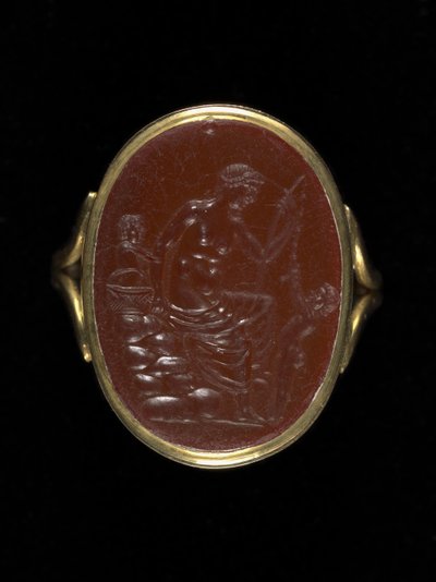 Sormuskivi, joka kuvaa Aphroditea, noin 100–70 eKr. (karneoli) tekijältä Aulos Aulos