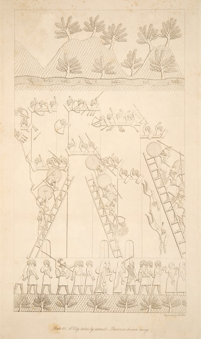 Hyökkäyksen vallattu kaupunki - Vangit ajettiin pois Niniven monumenteista, pubista. 1849 tekijältä Austen Henry Layard