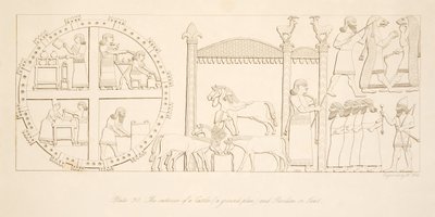 Linnan (pohjapiirros) ja paviljongin tai teltan sisätilat Niniven monumenteista, pubista. 1849 tekijältä Austen Henry Layard