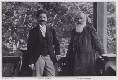 Säveltäjät Johann Strauss Nuorempi ja Johannes Brahms, Wien tekijältä Austrian Photographer