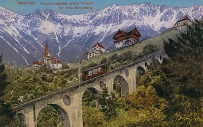 Innsbruck - köysirata ja maasilta. Postikortti lähetetty 1913. tekijältä Austrian Photographer