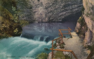 Piesling-Ursprung-vesiputous Pyhrnbahn-reitillä Itävallassa. Postikortti lähetetty 1913. tekijältä Austrian Photographer
