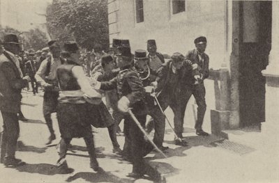 Gavrilo Principin pidätys sen jälkeen, kun hän murhasi Itävallan arkkiherttua Franz Ferdinandin Sarajevossa tekijältä Austrian Photographer