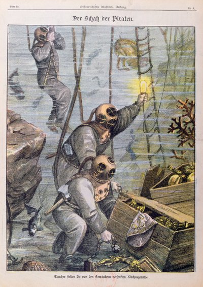 Sukeltajat löytävät merirosvojen kirkoista ryöstämään aarteen, 1897 tekijältä Austrian School