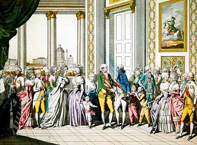 Keisari Leopold II perheineen toivottaa tervetulleeksi Napolin ja Sisilian kuninkaan Ferdinand I:n perheineen Wieniin tekijältä Austrian School