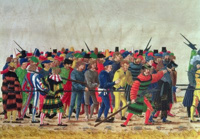 Maximilian I:n (1459-1519) halbarderit vartioivat ranskalaisia vankeja tekijältä Austrian School