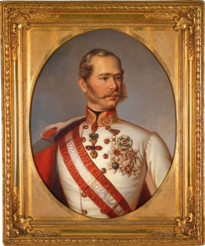 Itävallan Francois Joseph I:n (1830-1916) muotokuva. Hänellä on Golden Fleecen ritarikunnan kunniamerkki. Anonyymi maalaus, öljy kankaalle, noin 1855. Itävaltalainen taide tekijältä Austrian School