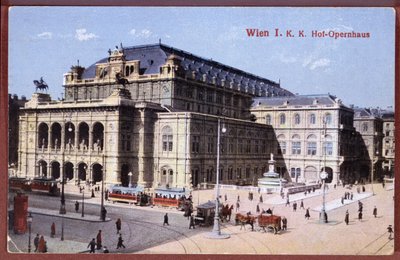 Postikortti, joka kuvaa Wienin valtionoopperataloa, noin 1900 tekijältä Austrian School