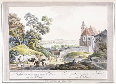 Näkymä Pienelle ja Suurelle Pechlarnille Tonavalla, 1779-1792 tekijältä Austrian School